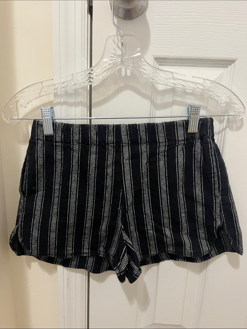 Black Striped Women's Casual Shorts